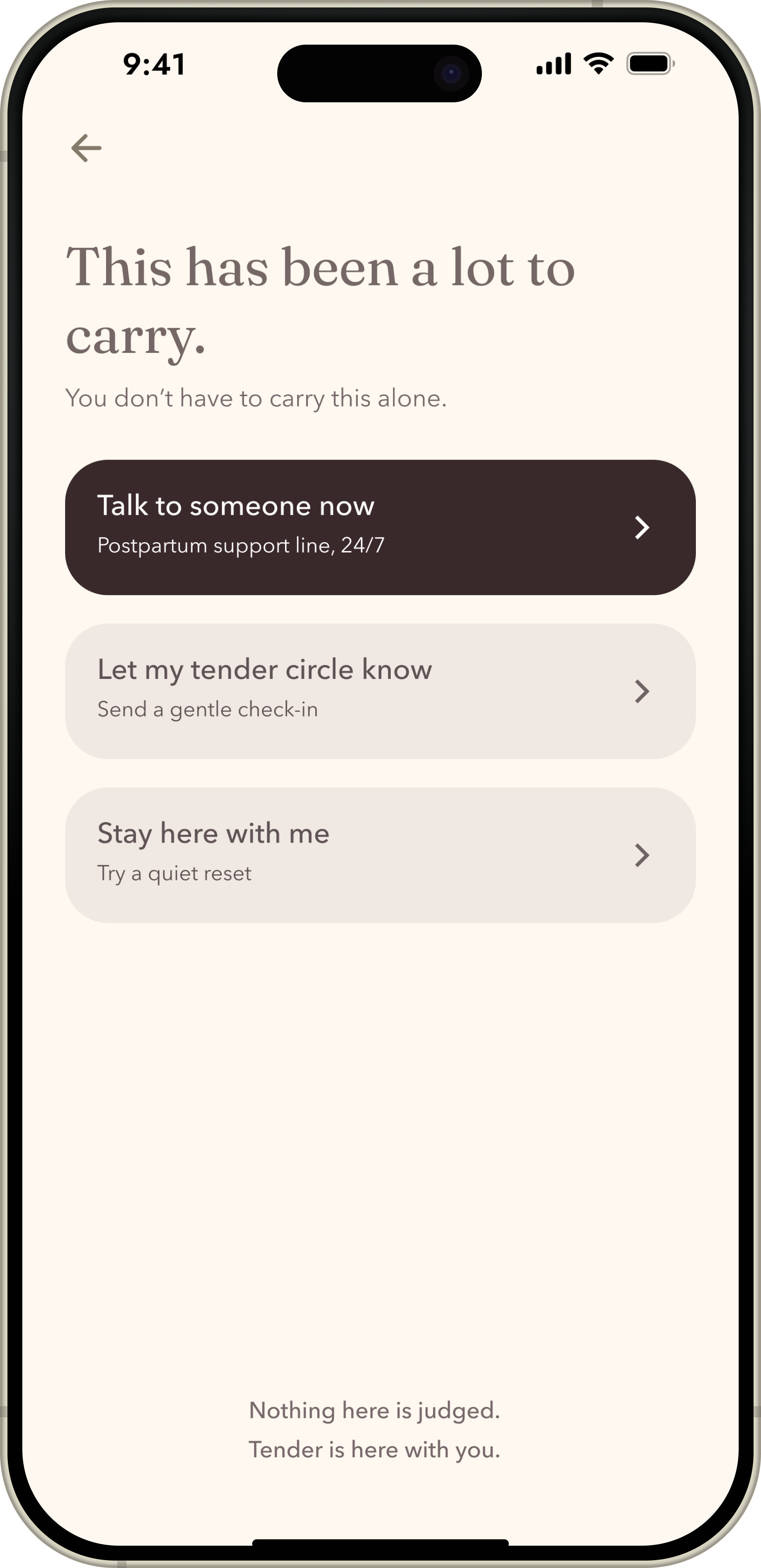Crisis support screen